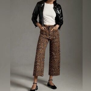 Maeve Leopard Print Wide Leg Pants